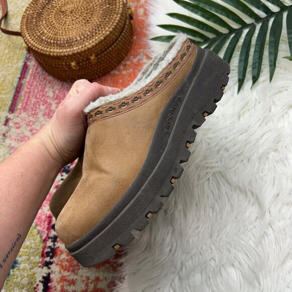 Skechers Shindigs Comfy Hour Platform Clog Mule 7 Y2K Style Slip On Tan Brown - Picture 6 of 11